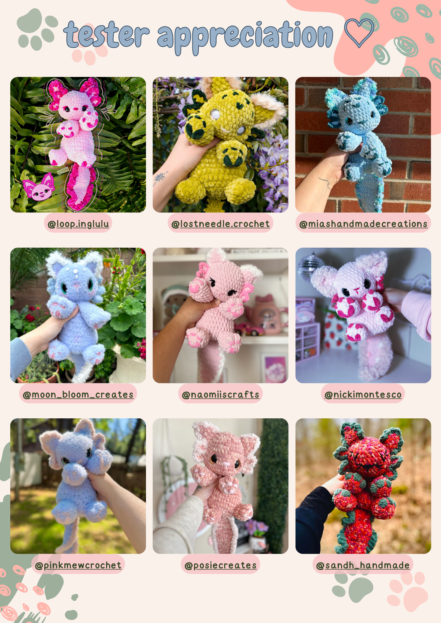 Mochi the Axolotl Kitty PDF Pattern