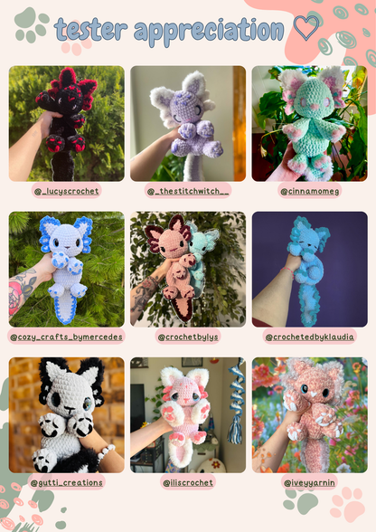 Mochi the Axolotl Kitty PDF Pattern